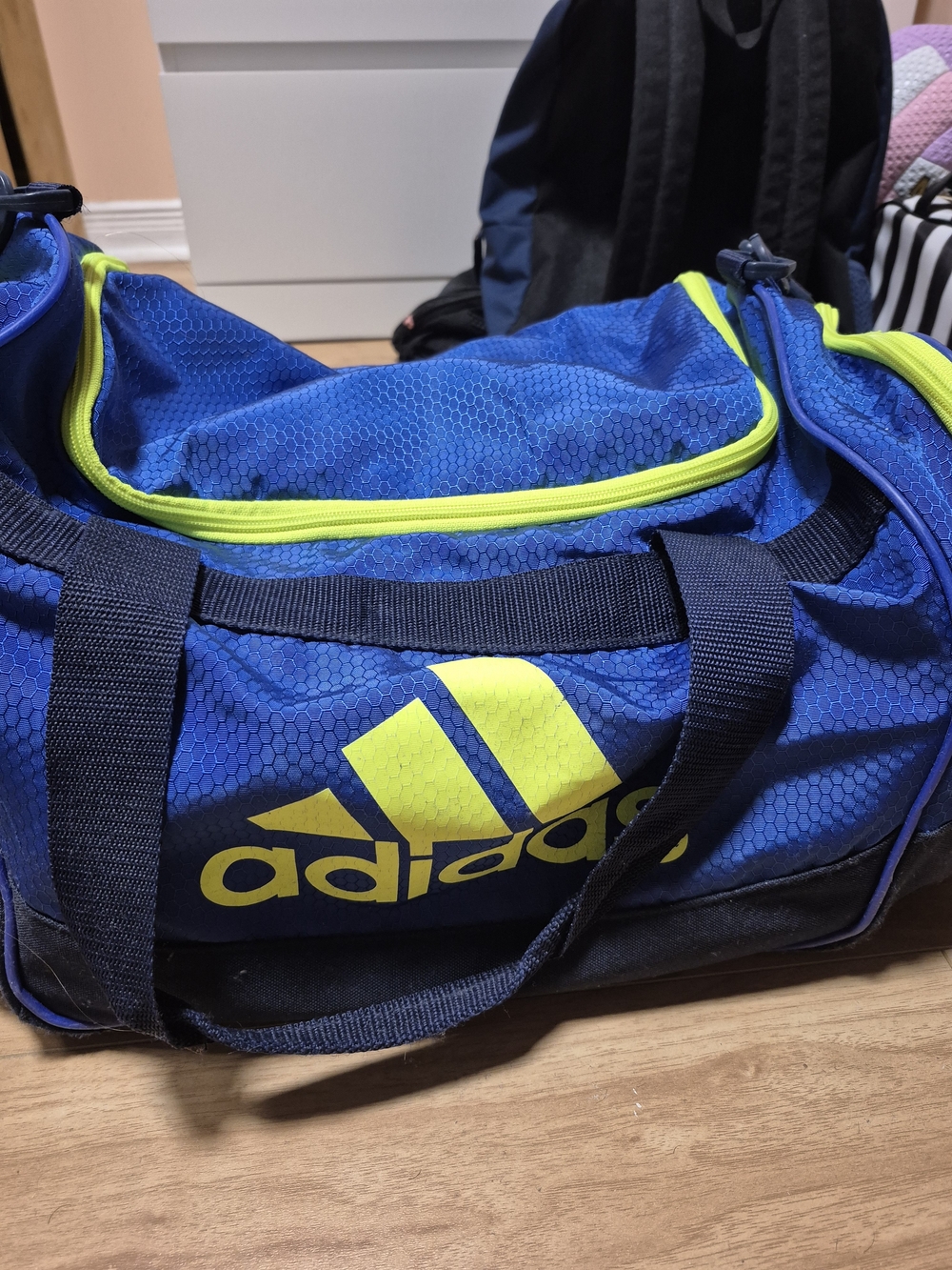 adidas Men's Blue and Neon Yellow Duffel Bag